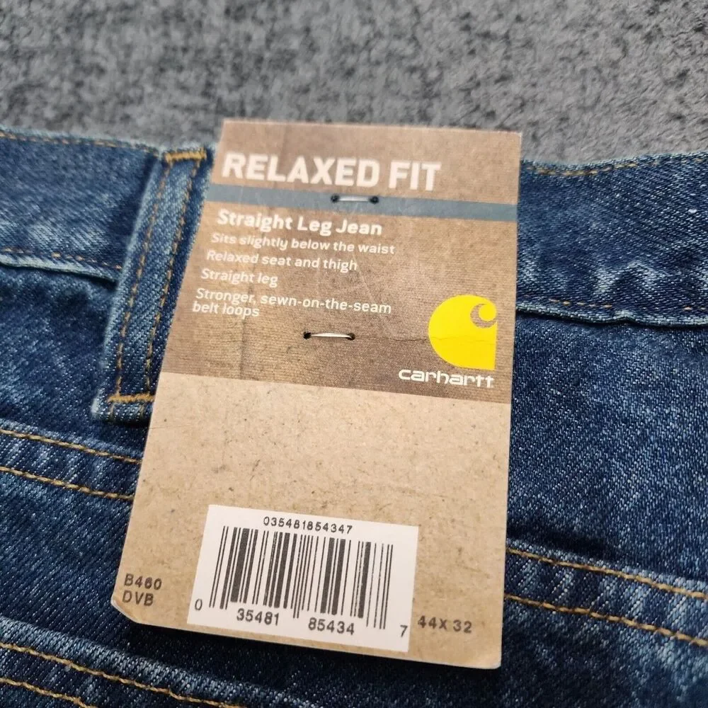 NWT Carhartt Men’s Blue Denim Jeans Relaxed Fit B460 Size 44 x 32